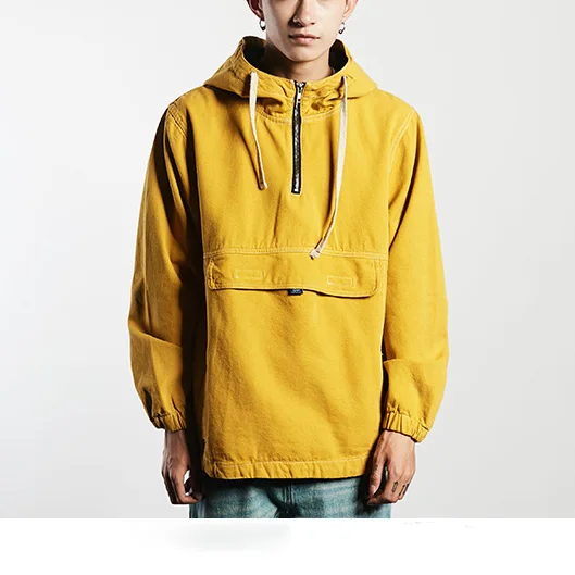 hooded half zip windbreaker