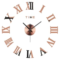 

Copper DIY 3D Wall Clock Roman Numbers Wall Sticker Art Watch