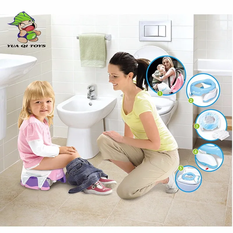 Kids Plastic Toilet Seat Collapsible Toilet Baby Portable Mobile Toilet