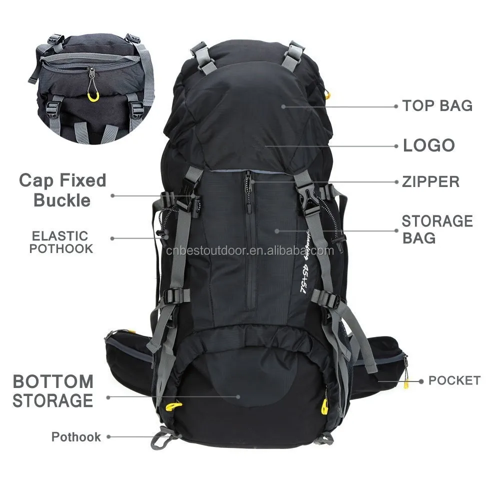 50L Hiking Backpack with rain cover, View hiking backpack 50l, COOLCAMP ...