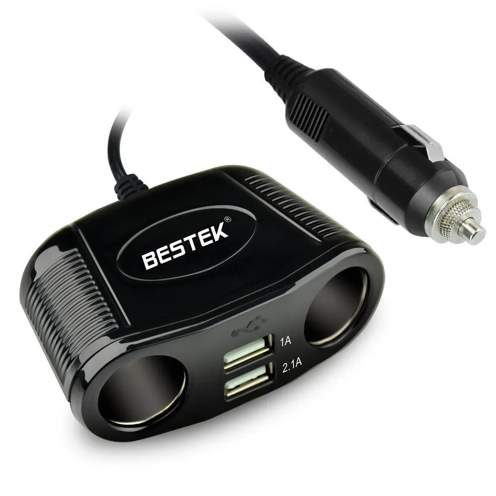 

BESTEK 150W 2-Socket Cigarette Lighter Power Adapter DC Outlet Splitter 2.1A Dual USB Car Charger, N/a