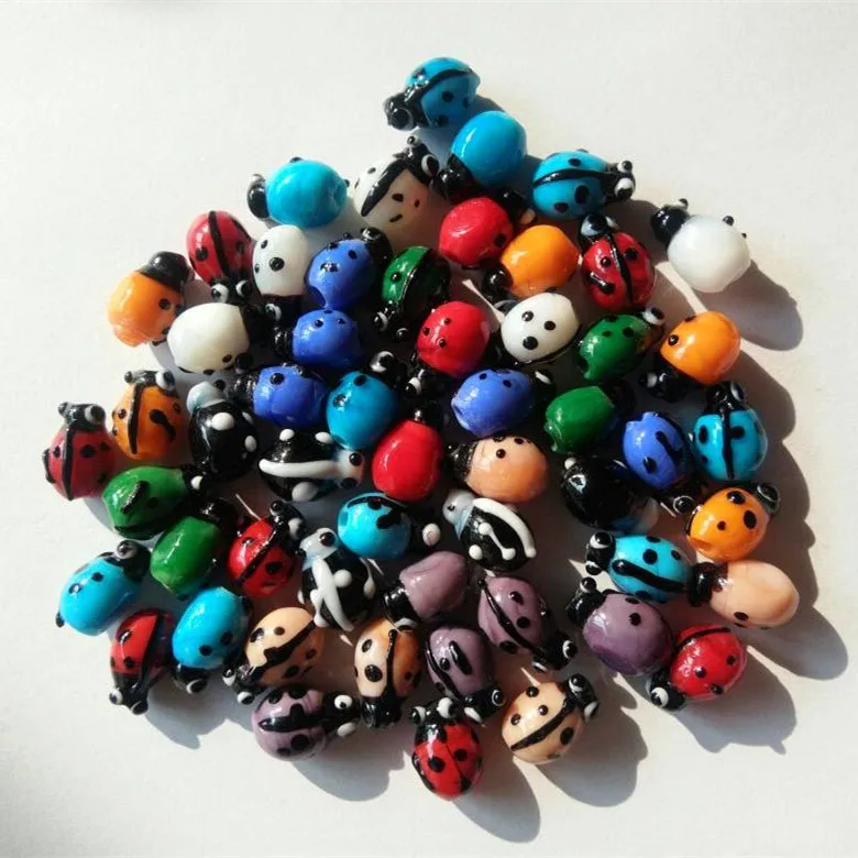 

Wholesale  multicolored ladybug lampwork glass beads, Mixed colors