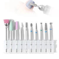 

Misscheering 10pcs Diamond Rotate Burr Nail Drill Bits Set Silicone Polishing Accessories Manicure Electric Machine Cutters Tool