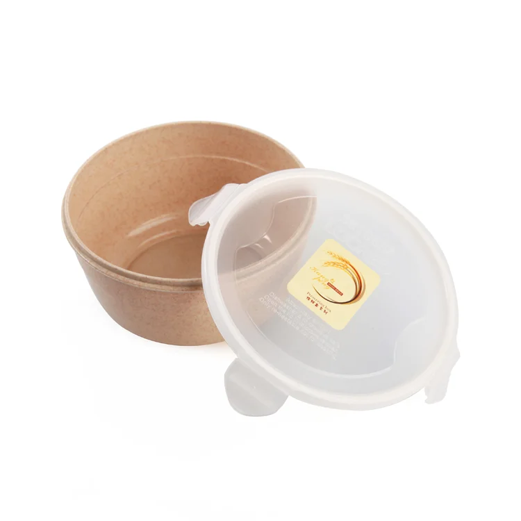 
Cheap Customized 550ml Round Wheat Straw Plastic Food Container Bowl With Lid 