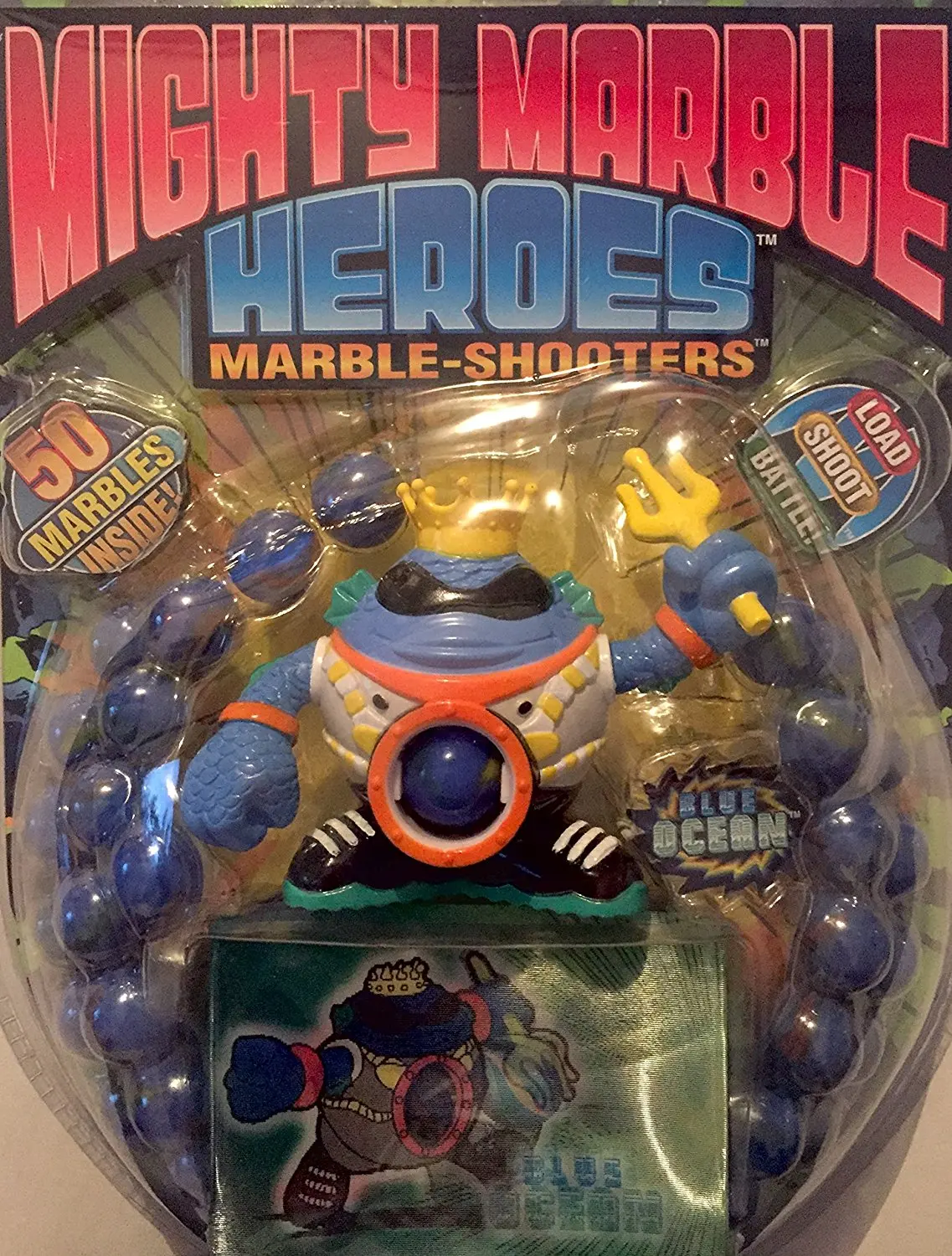Imperial Toy Mighty Marble Heroes Set #12846 Blue Ocean Shooter w/ 50 Marbles