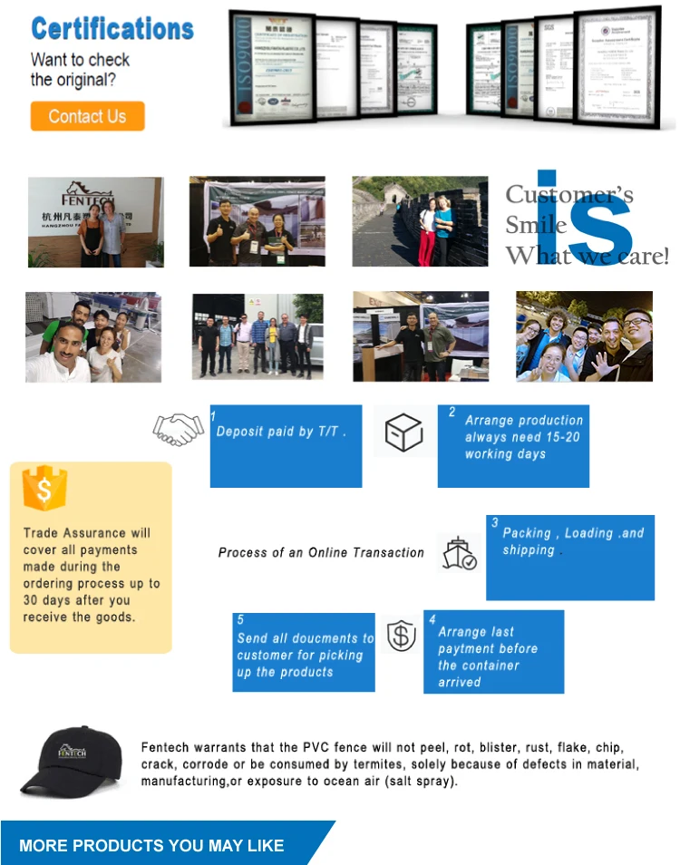 6x8 ft Flat Top White PVC Vinyl Plastic Privacy Fence Panels