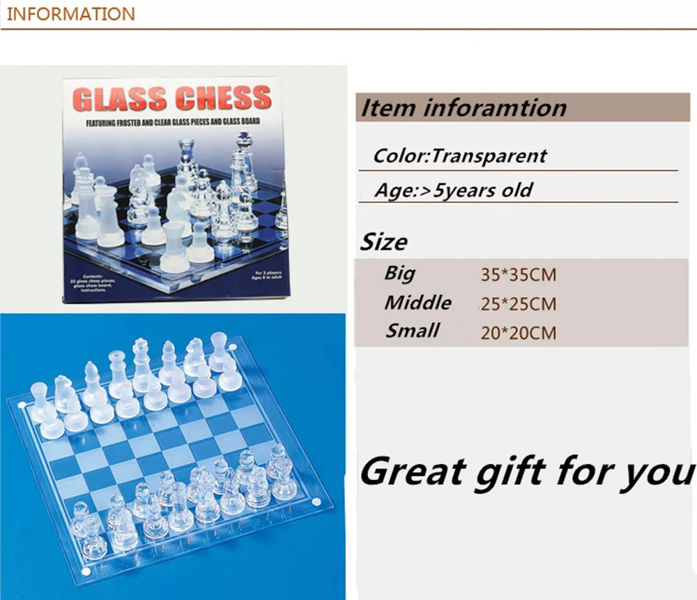 K9 de cristal de vidro xadrez xadrez de vidro fosco xadrez transparente  ornamentos jogo de tabuleiro conjuntos de jogos de quebra-cabeça divertido  jogos de presentes para crianças / Desconto ~