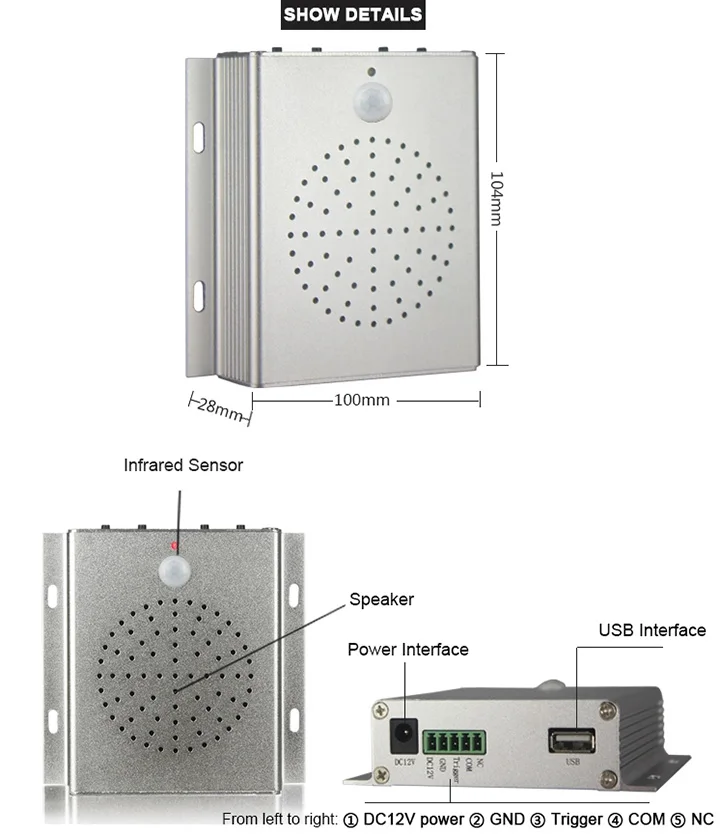 Human Body Motion Sensor Audio Speaker For Station Elevator Safety