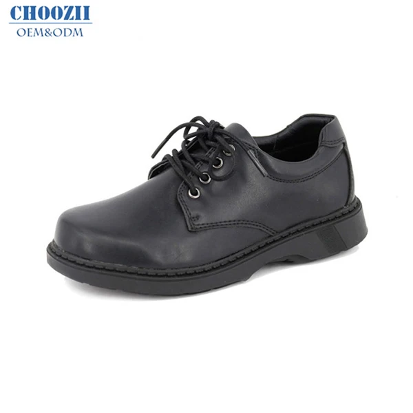 boys black leather school shoes