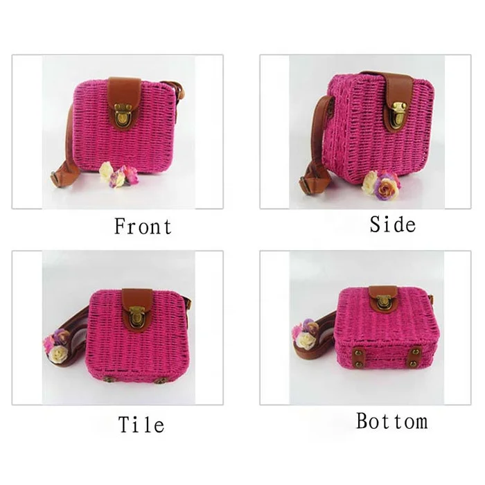 Candy Color Square Lovely Straw Woven Satchel Messenger Women Rattan Beach Crossbody Shoulder Bag.jpg