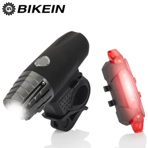 BIKEIN Cycling Mountain Bike USB Rechargeable Led Front Torch+Taillight Light Road Bike Handlebar MTB Bicycle Mount Accessories