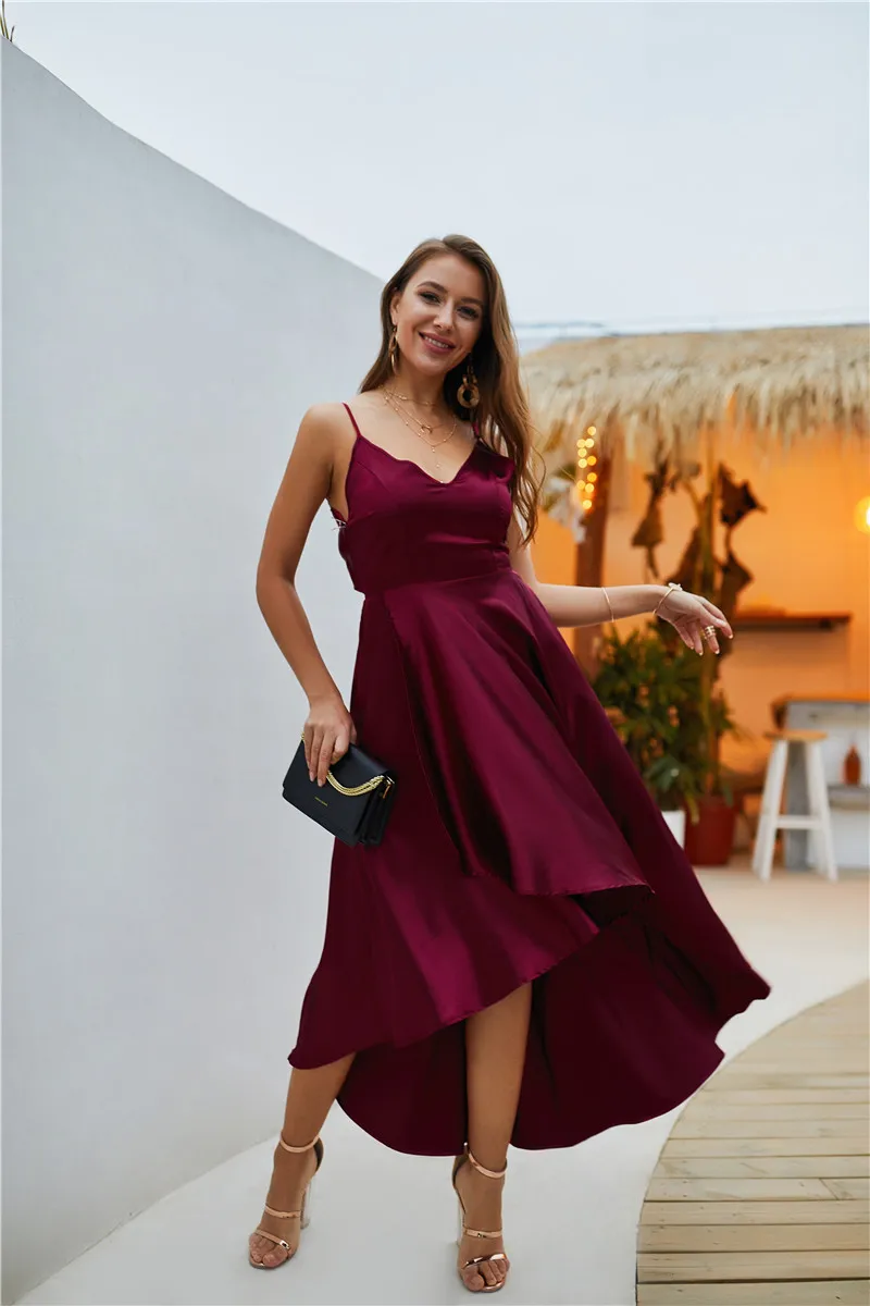 Dovetail Prom Club Dress Dinner Dress Tunic Strap Front Short Back Long Party Evening Dress for Women Sexy Fashion Elegant