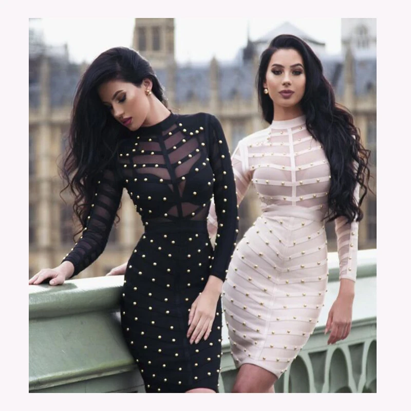 

2017 Hot Sale O-Neck Long Sleeve Elegant Women Bandage Bodycon Dresses, Shown
