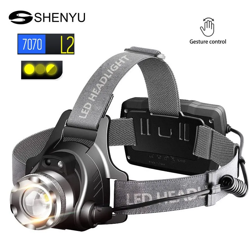 18w High Lumen Long Range Headlamp Usb Recharging Zoomable Waterproof