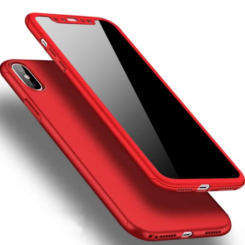 

Full body 360 degree smartphone cover case with tempered glass for apple iphone X/8/7/6 , Hard back cover case for iphone X