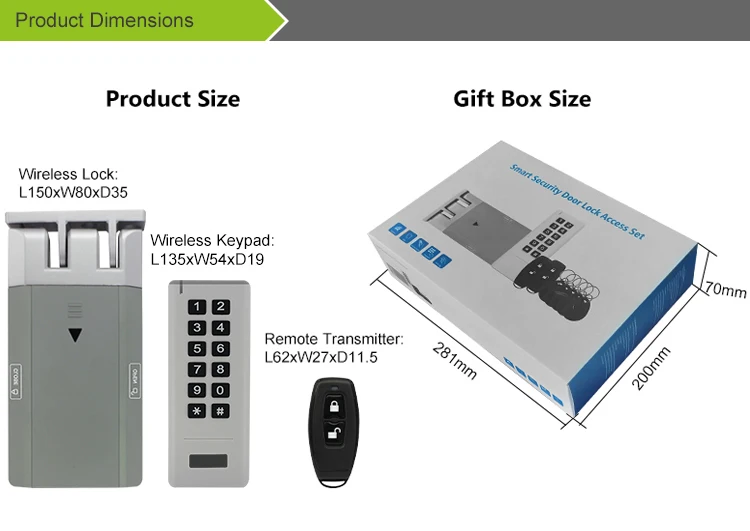 Wireless 433MHz Electric Door Lock Access Control Kit Security Lock with 125KHz EM card Password Keypad Remote D5-P