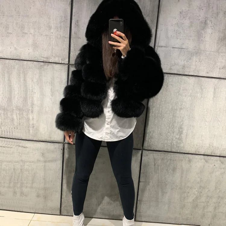 

women's winter warm soft thick real fur coat ladies real fox fur coat hooded, Customized color