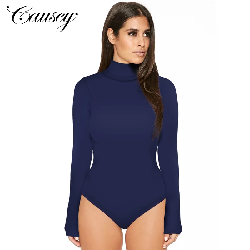 
2020 Wholesale Sexy Female Clothing Turtleneck Long Sleeve Black Fashion Bodysuit For Womens 