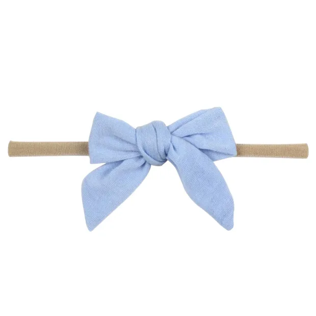 

Soft Elastic European Kids Girl Handmade 3" Bow Thin Baby Cotton Bow Headband 2019 Hot-sale Solid Hair Accessories For Infant, 7 colors