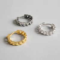 

925 Sterling Silver cross chain Hoop Earrings Thailand silver 18K Gold colour earrings for women