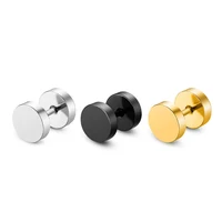 

Black Stud Earrings Men Women Faux Gauges Ear Tunnel Stainless Steel Earrings 3mm-14mm