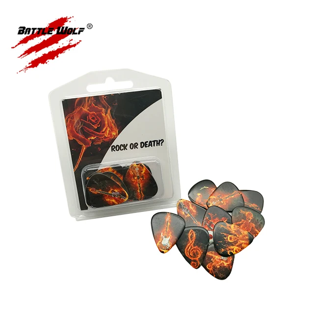 

1.2mm 10pcs Different Designs Fire Skull Color Printing Guitar Pick, Colorful