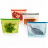 6 PACK Reusable Custom Eco Proof Dishwasher Microwave Freezer Safe Zipper Reusable Silicone Food Saver Zip Bags