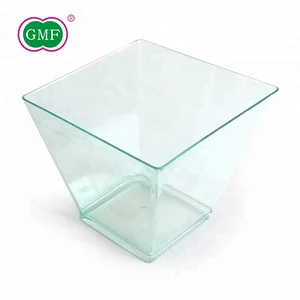 2oz unique square shape disposable clear ps desert plastic cup for sale