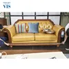 New Style Luxury Solid Wood Victorian Style German Full Grain Leather Sofa