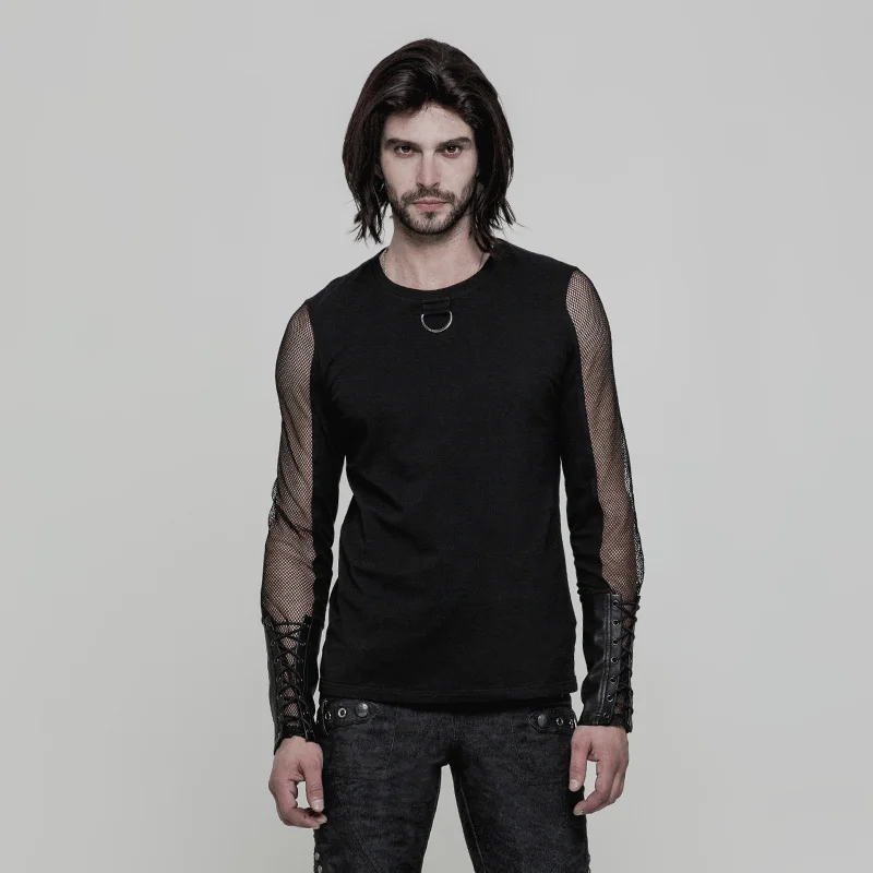 Ot516 Rendimiento Puño De Vendaje De Malla Transparente De Camisa Gótica Transparente para Hombre