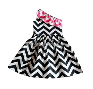 Pink Chevron One Shoulder Dress