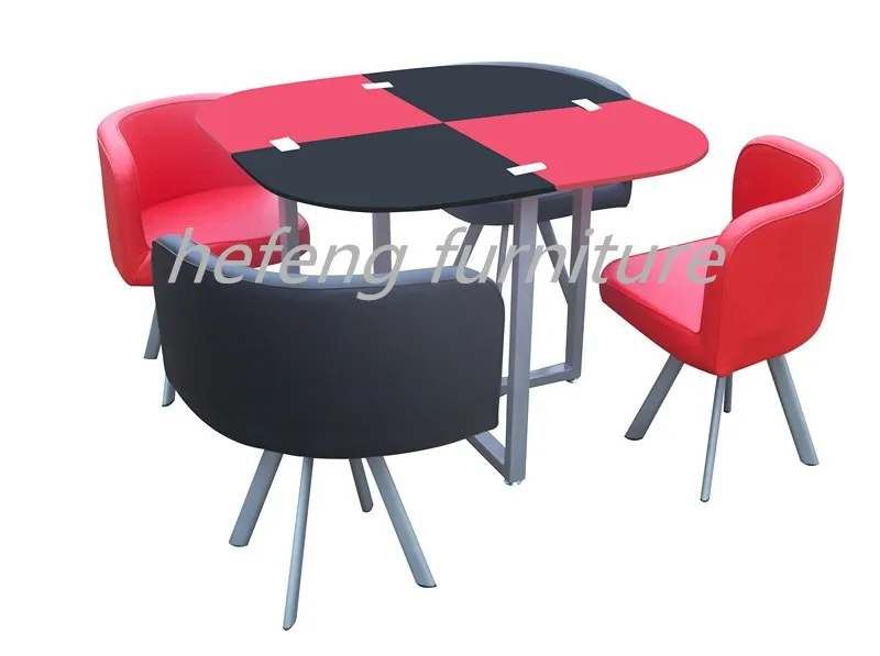 New Style Hot Selling Space Saving Modern Cheap Dining Table Set With 4