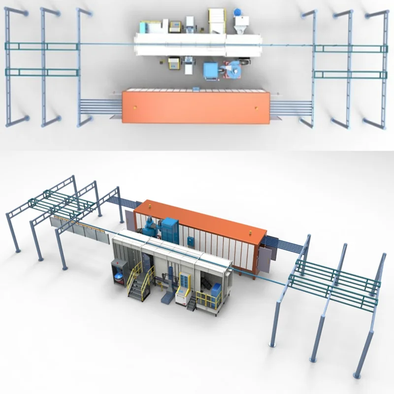 
small occupied automatic powder coating line suitable for metal aluminium profile panel surface finishing 