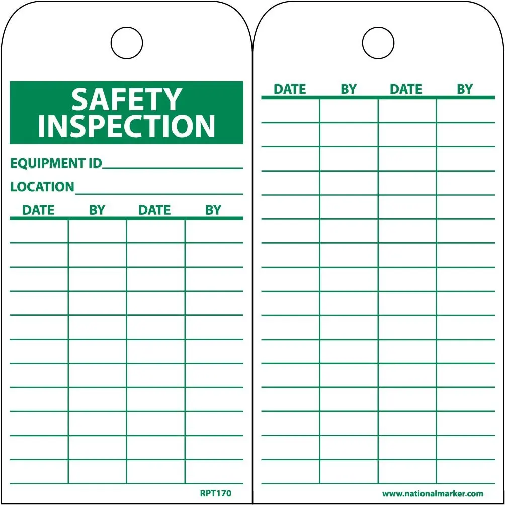 Get Quotations · NMC RPT170 Accident Prevention Tag, "SAFETY INSPECTION",  3" Width x 6