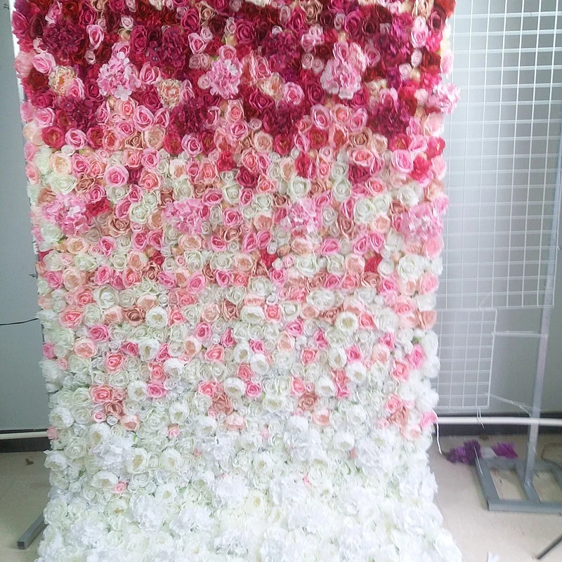 

SPR 1.2*2.4m(4*8ft)/pc rose flower wall roll up red pink white ombre flower wall panels for wedding event occasion baby showing