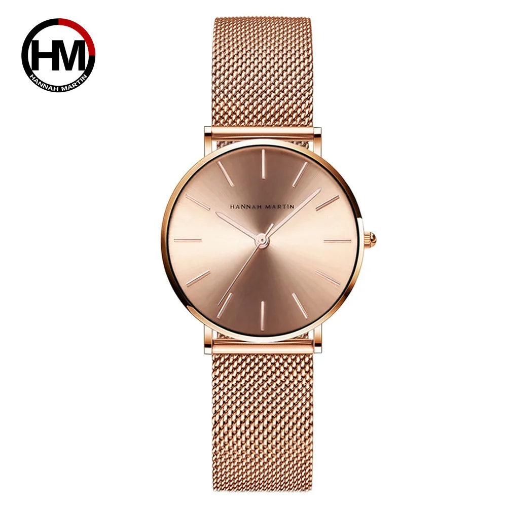 

Hannah Martin CC36 Women Wristwatch Mesh Rose Gold Waterproof Ladies Watch