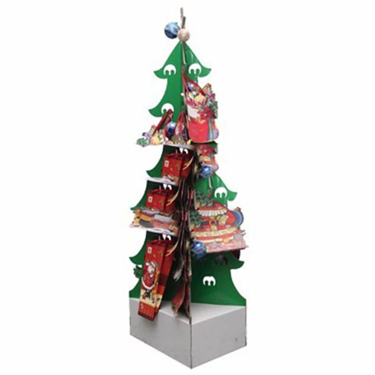 Custom big wholesales cheap faux cardboard paper christmas tree display rack/Christmas tree  snow display stand outdoors
