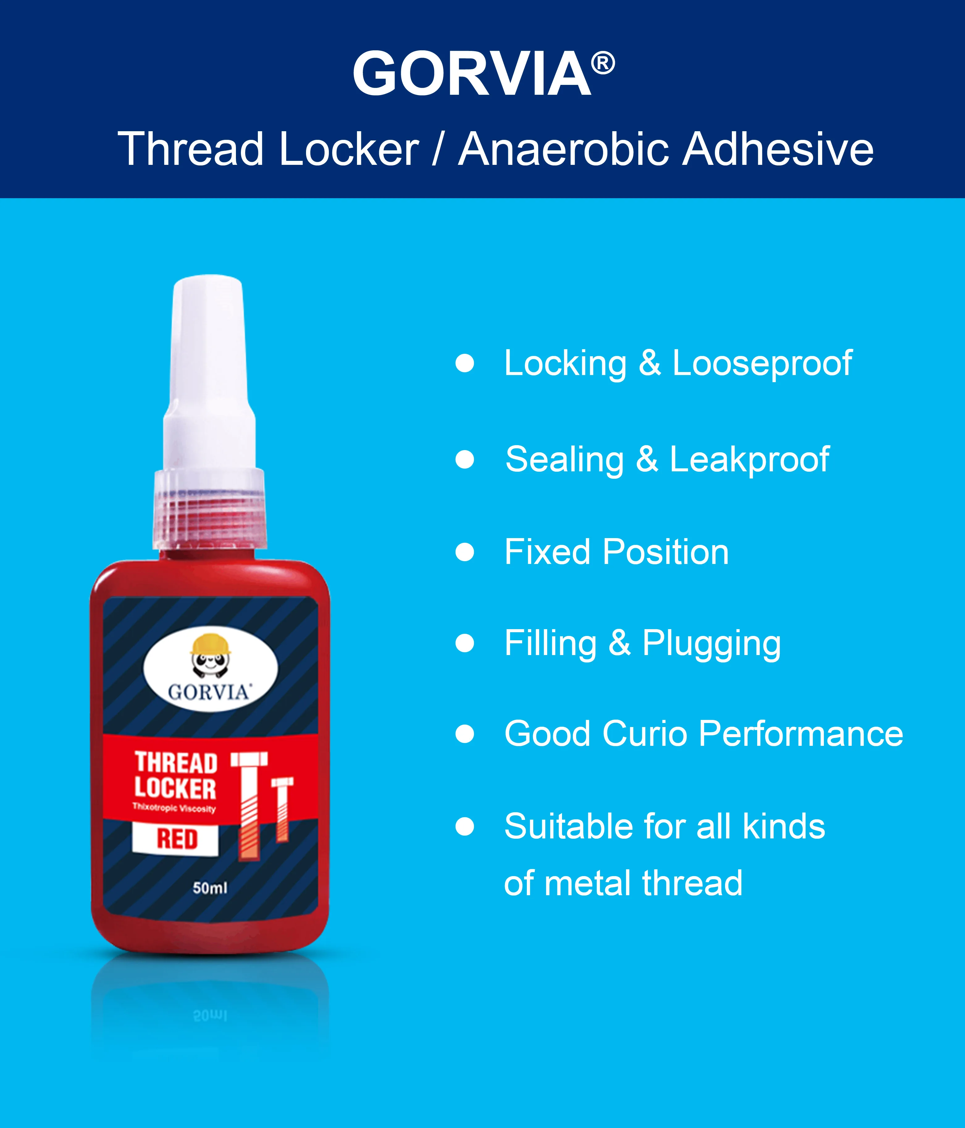 anaerobic adhesive 50ml red color with high strength for screws