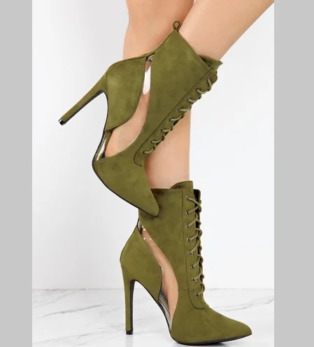 

2017 new Sexy Ladies boots Stiletto High Heel Ankle Women shoes, Olive