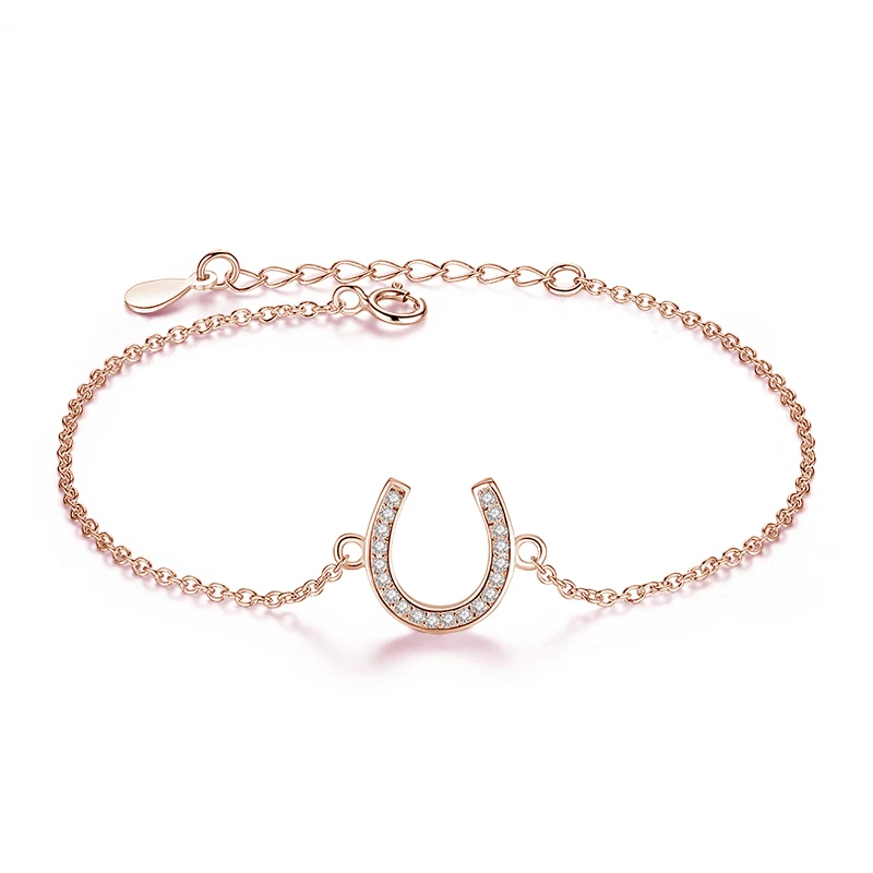 

Unique Crystal Rose Gold Color Letter U Charm Bracelets 925 Sterling Silver Bracelet For Women Jewelry 2019 Gift