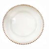 PZ22640 For Golden Weddings Disposable glass charger plates wholesale Tableware rose gold beaded charger plates