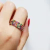 Yellow Gold plated stack multi color jewelry rainbow ring
