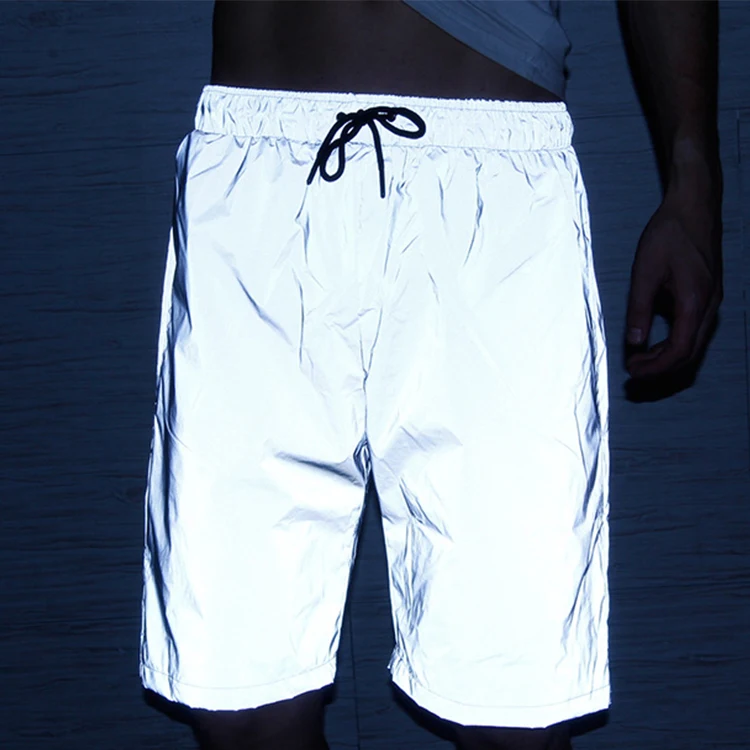 

Wholesale Men Hip Hop Streetwear Reflective Cargo Shorts, Gray