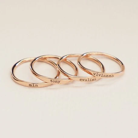 

925 Sterling Silver Delicate Name Ring Skinny Stacking Rings Bridesmaids Gift