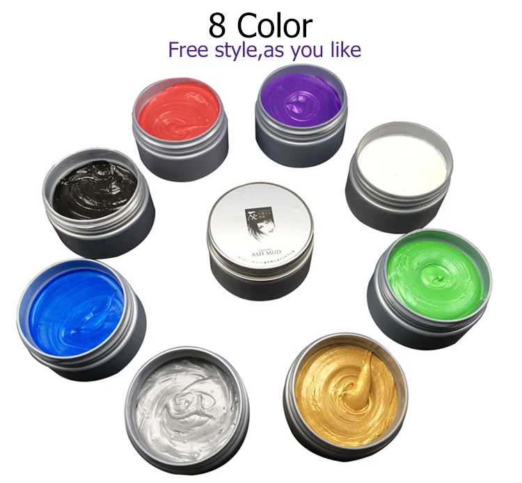 

Private Label Available Fashion Hair Wax Styling Temporary Hair Color Wax, Sliver/red/ blue/green/gold ,black/white/purpel/oem