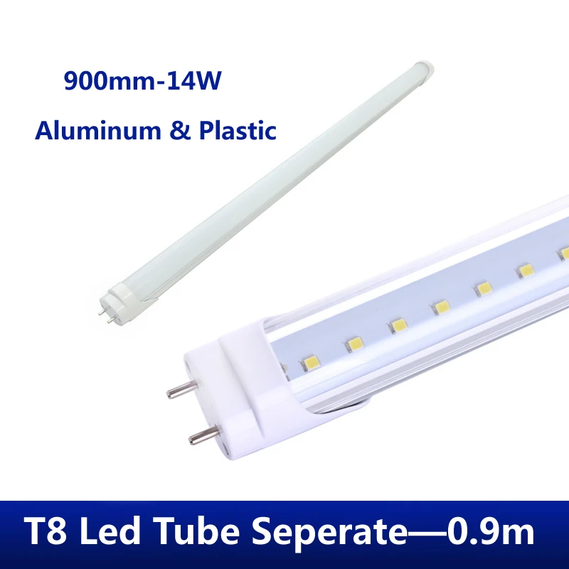 Seperate T8 Led Tube 900mm Light BULB 4FT Milky Clear cover available 0.9M 14W Replace to fluorescent fixture AC175-265V