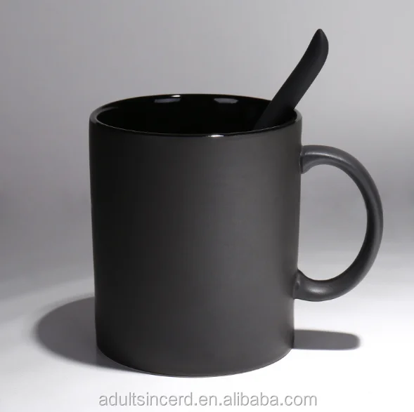 

Glazed Black coffee ceramic mugs,dull polish with spoon, matter milk cup