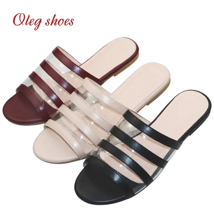 

Pvc women wholesale casual fashion ladies flat slippers shoes, Black, maroon,beige