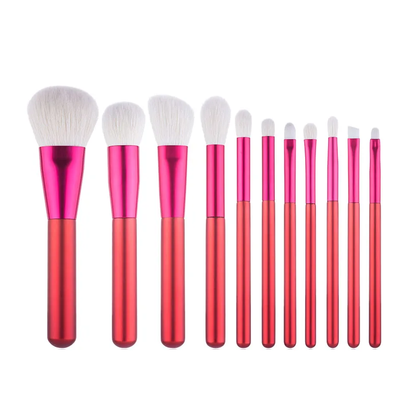 

Custom Logo Private Label Makeup Brushes 12pcs Red Cosmetics Soft Goat Natural Hair Premium Makeup Brush Set