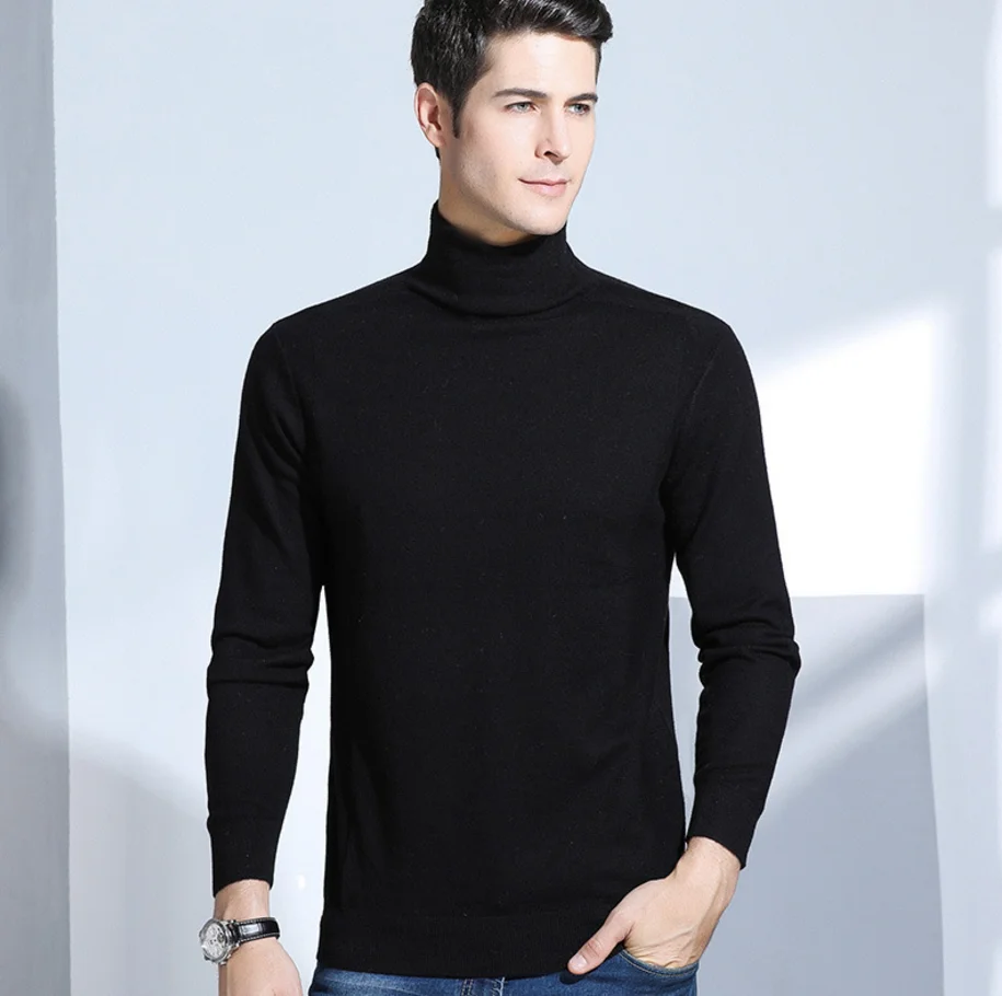 

Man sweater wool Turtleneck pullover pure colour lie fallow top grade